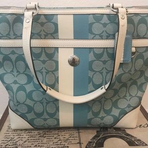 Baby blue signature Coach purse